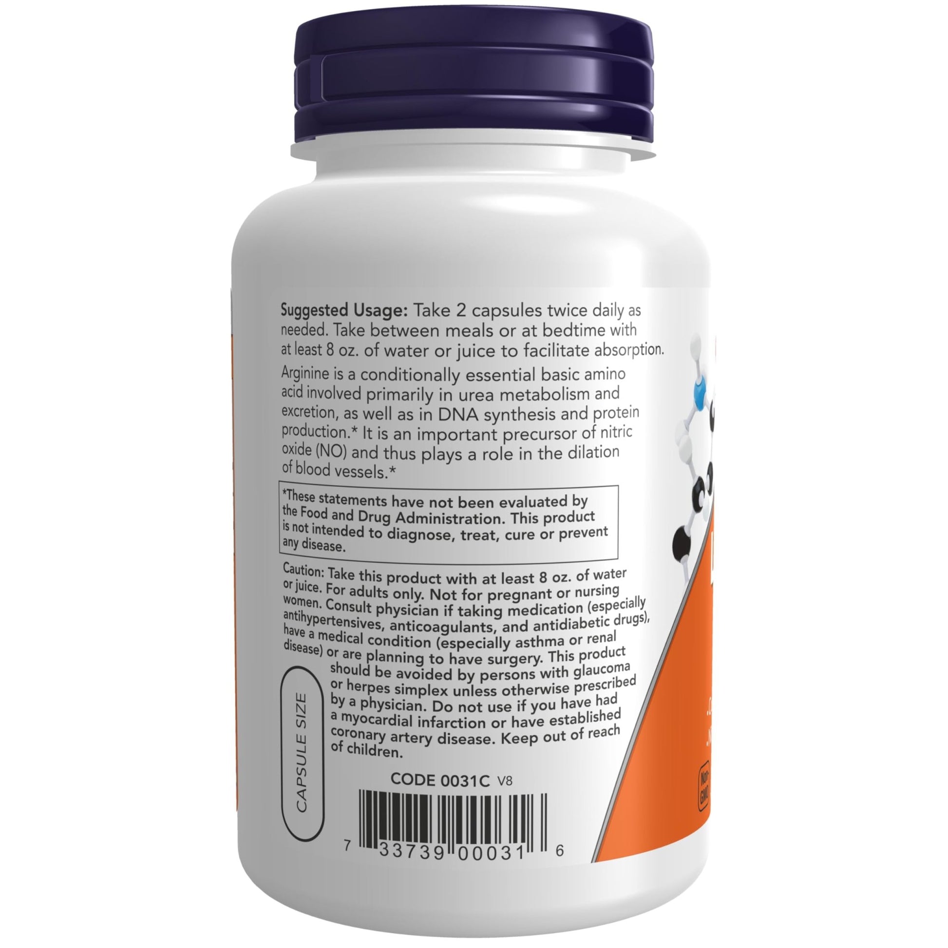 NOW Foods Supplements, L-Arginine 500 mg, Nitric Oxide Precursor*, Amino Acid, 250 Veg Capsules - dailyvitalstore