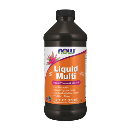 NOW Foods Supplements, Liquid Multi, Fast Absorption, Liquid Vitamin & Mineral, Wild Berry Flavor, 16-Ounce - dailyvitalstore