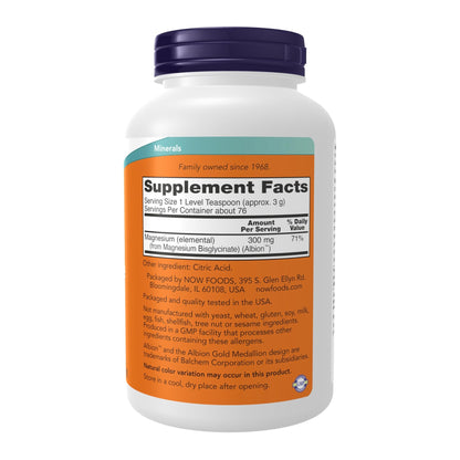 NOW Foods Supplements, Magnesium Bisglycinate Powder, Enzyme Function*, Nervous System Support*, 8-Ounce - dailyvitalstore