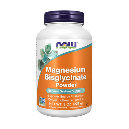 NOW Foods Supplements, Magnesium Bisglycinate Powder, Enzyme Function*, Nervous System Support*, 8-Ounce - dailyvitalstore