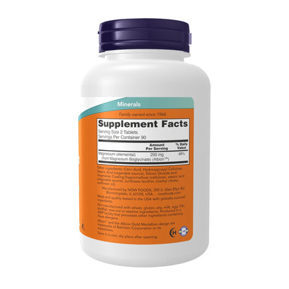 NOW Foods Supplements, Magnesium Glycinate 100 mg, Highly Absorbable Form, 180 Tablets - dailyvitalstore