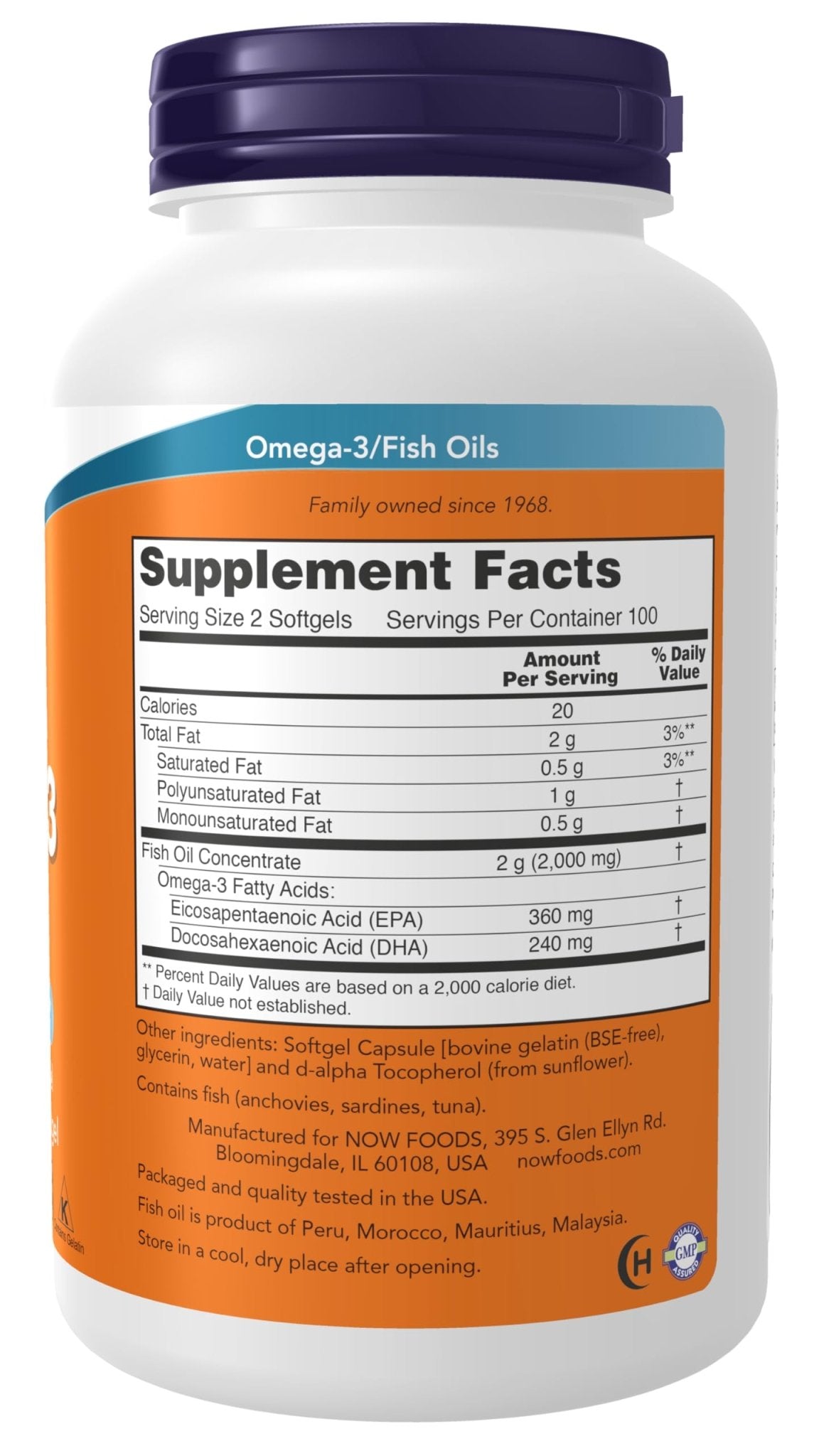 NOW Foods Supplements, Omega-3 180 EPA / 120 DHA, Molecularly Distilled, Cardiovascular Support*, 200 Softgels - dailyvitalstore