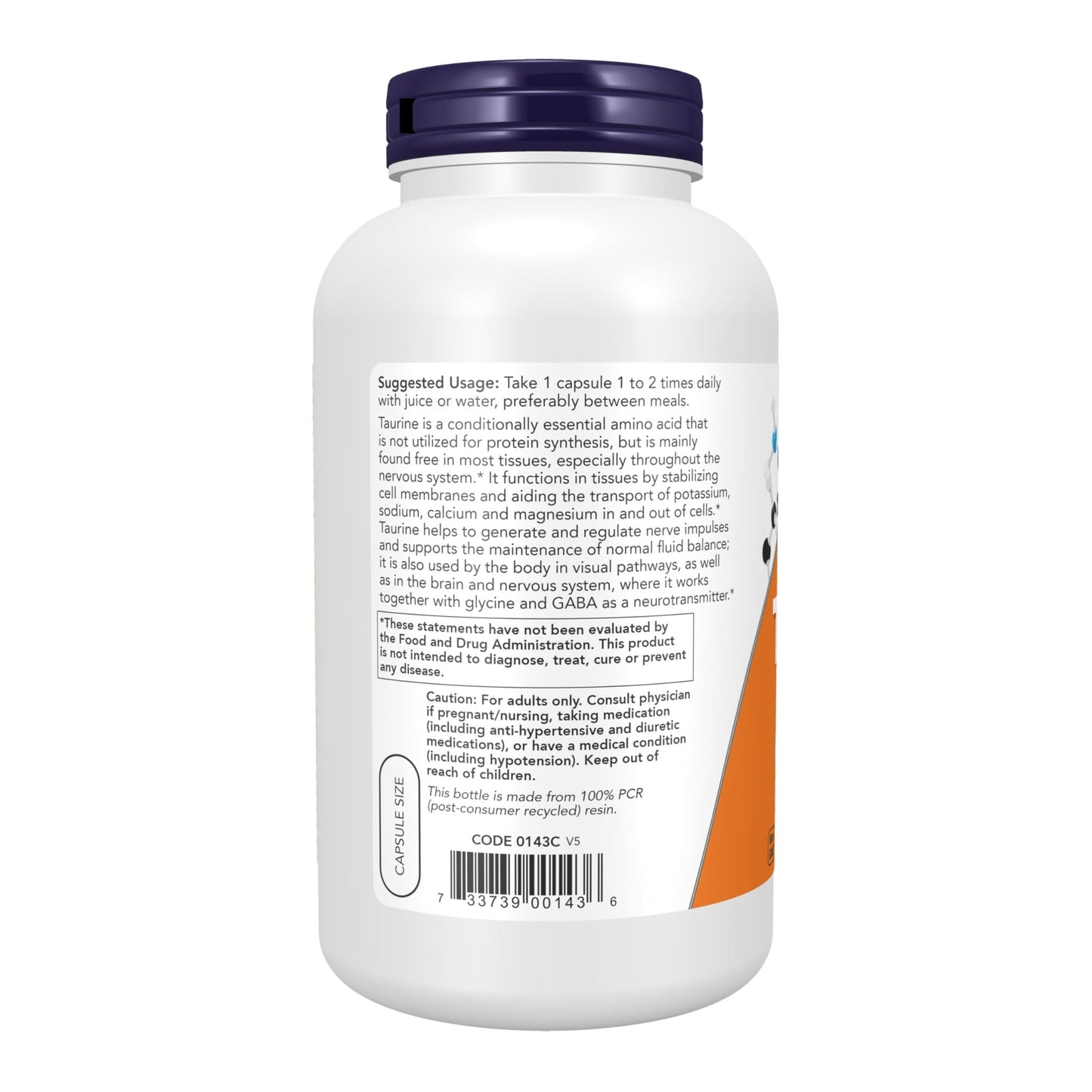 NOW Foods Supplements, Taurine 1,000 mg, Double Strength, Nervous System Health*, 250 Veg Capsules - dailyvitalstore