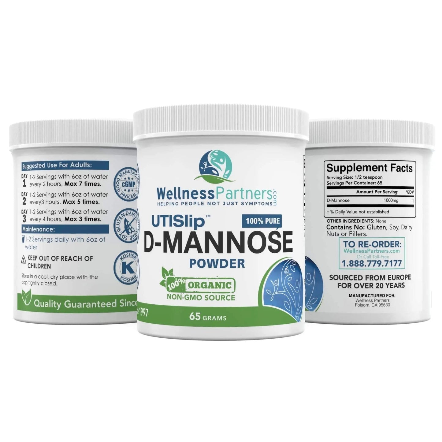 Now New UTI-Slip D Mannose Non GMO Organic Source Powder 65g jar - dailyvitalstore