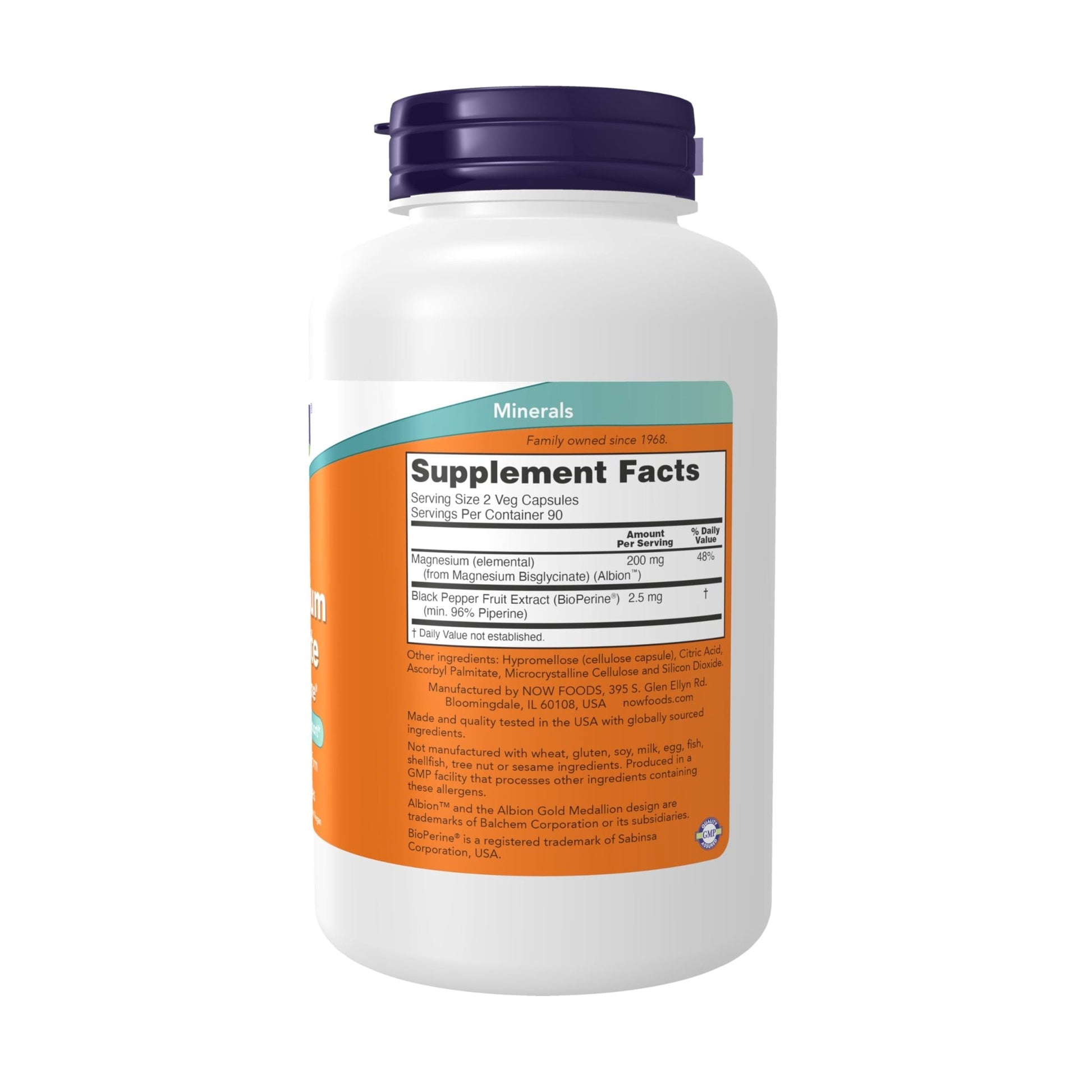 Now Supplements, Magnesium Glycinate with BioPerine, 180 Veg Capsules - dailyvitalstore