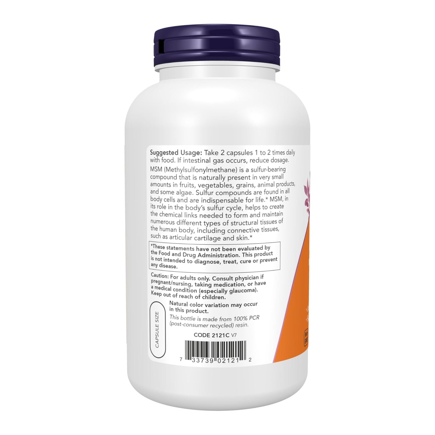 NOW Supplements, MSM (Methylsulfonylmethane) 1,000 mg, Joint Health*, 240 Veg Capsules - dailyvitalstore