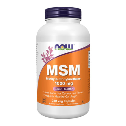 NOW Supplements, MSM (Methylsulfonylmethane) 1,000 mg, Joint Health*, 240 Veg Capsules - dailyvitalstore