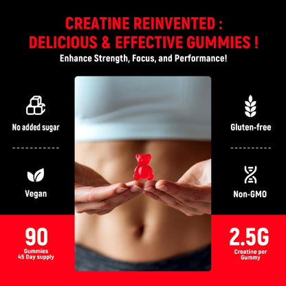 NSF Certified Creatine Gummy - Creatine Monohydrate Gummies 5g for Men & Women - Boost Focus,Strength, and Endurance, Vegan, Gluten-Free, Non-GMO, 2.5 Gram Creatine - dailyvitalstore