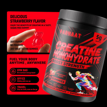 NSF Certified Creatine Gummy - Creatine Monohydrate Gummies 5g for Men & Women - Boost Focus,Strength, and Endurance, Vegan, Gluten-Free, Non-GMO, 2.5 Gram Creatine - dailyvitalstore
