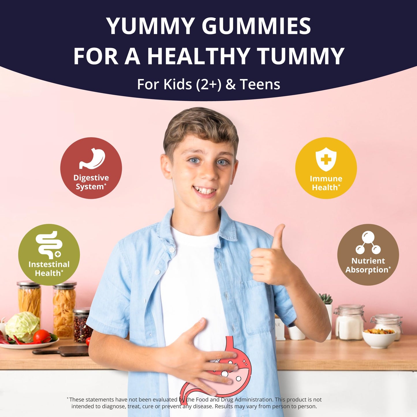 NuBest Daily Probiotic Gummies for Kids & Teens with 5 Billion CFUs | Supports Immune, Gut, and Digestive Health | No Added Sugar | Yummy Strawberry - dailyvitalstore