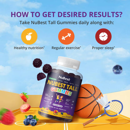 NuBest Tall Gummies for Kids Age 2+ & Teens | Bone Strength, Immunity, Digestive Health with Calcium, Vitamin D3, K2, B Complex, Magnesium, Zinc - dailyvitalstore