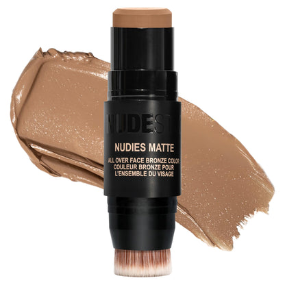 Nudestix Nudies Bronze All Over Matte Bronzing Stick – 3-in-1 Cream Bronzer for Cheeks, Eyes & Lips with Built-In Brush | Natural Contour & Sun-Kissed Glow | Bondi Bae - dailyvitalstore