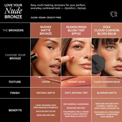 Nudestix Nudies Bronze All Over Matte Bronzing Stick – 3-in-1 Cream Bronzer for Cheeks, Eyes & Lips with Built-In Brush | Natural Contour & Sun-Kissed Glow | Bondi Bae - dailyvitalstore