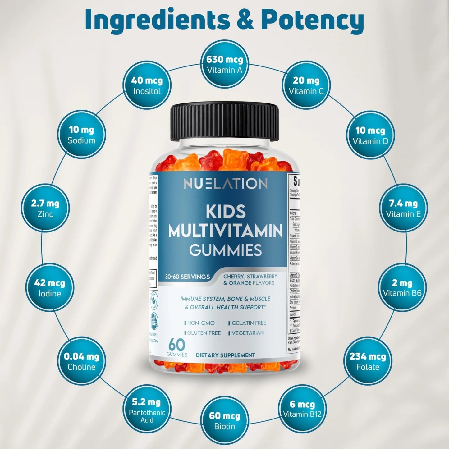 NUELATION Kids Multivitamin Gummies, 30-60 Day Supply with 14 Essential Kids Vitamins & Minerals. Toddler Vitamins for Overall Wellness. Non-GMO, Gelatin-Free, - dailyvitalstore