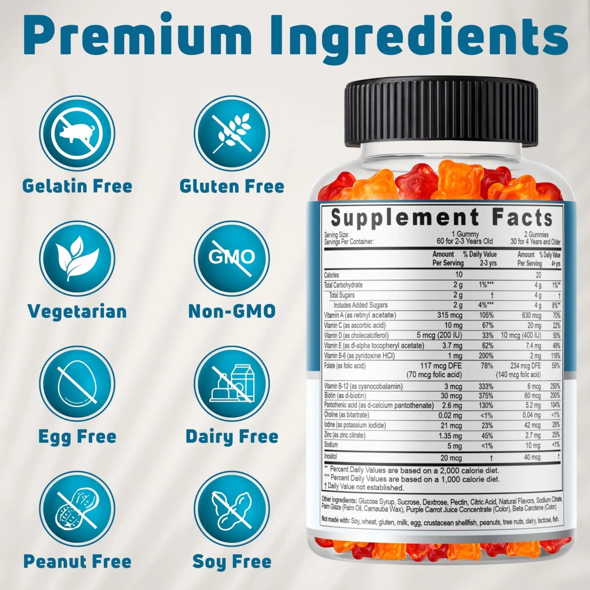 NUELATION Kids Multivitamin Gummies, 30-60 Day Supply with 14 Essential Kids Vitamins & Minerals. Toddler Vitamins for Overall Wellness. Non-GMO, Gelatin-Free, - dailyvitalstore