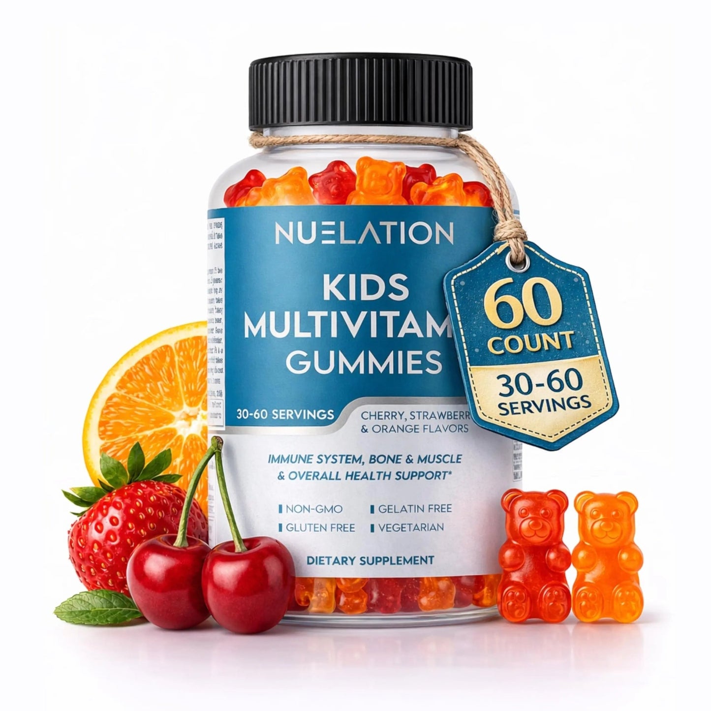 NUELATION Kids Multivitamin Gummies, 30-60 Day Supply with 14 Essential Kids Vitamins & Minerals. Toddler Vitamins for Overall Wellness. Non-GMO, Gelatin-Free, - dailyvitalstore