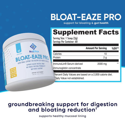 NuEthix Formulations Bloat Eaze Pro Support for Gut Barrier Function Dietary Supplement, 60 Servings - dailyvitalstore