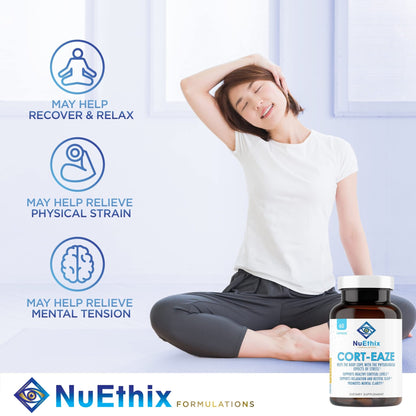 NuEthix Formulations Relaxation Supplement Bundle: Cort-Eaze Cortisol-Control Supplement, 60 Capsules, 30 Servings and Relax Liposomal, 2 Fluid Ounces, 30 Servings - dailyvitalstore