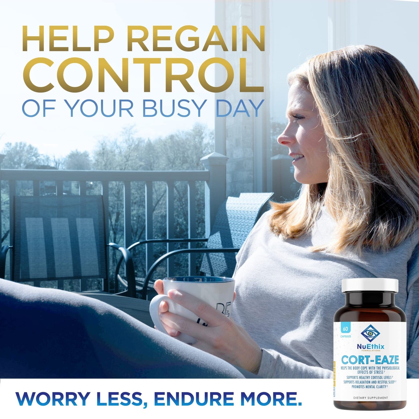 NuEthix Formulations Relaxation Supplement Bundle: Cort-Eaze Cortisol-Control Supplement, 60 Capsules, 30 Servings and Relax Liposomal, 2 Fluid Ounces, 30 Servings - dailyvitalstore