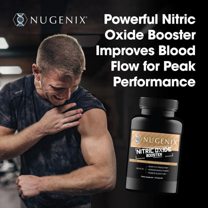 Nugenix Nitric Oxide Booster Supplement - Nitric Oxide Flow, L-Arginine, L-Citrulline, Pine Bark Extract - Vasodilator - 100 Capsules - dailyvitalstore