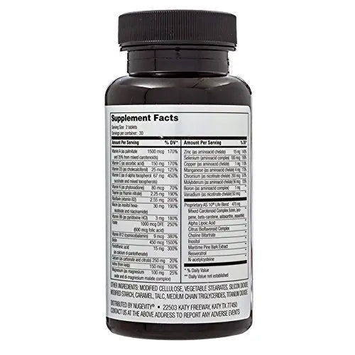Nugevity AS 10® Life – Stress, Immune Support and Anti Aging Supplement - Multivitamin and Antioxidants Tablet, Resveratrol, Alpha Lipoic Acid - dailyvitalstore
