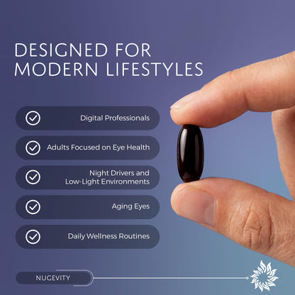 Nugevity OS2 Ocular Support Solution - Patented Eye Vitamins for Macular Health, Dry Eye and Blue Light - Lutein, Zeaxanthin, Omega 3, Astaxanthin and AREDS2 Supplements, Co-Developed by NASA, 90 ct - dailyvitalstore
