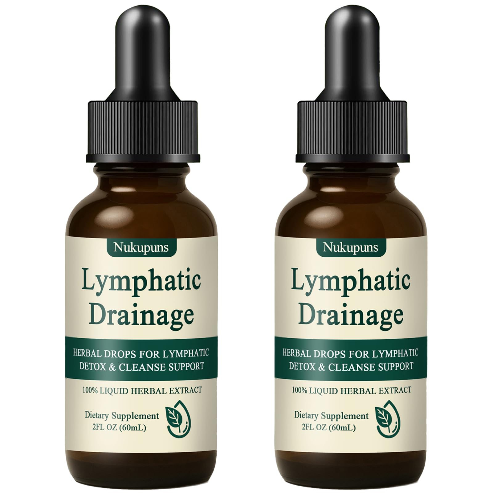 Nukupuns Lymphatic Drainage Drops, Lymphatic Drainage Supplements, Herbal Blend-Lymph System Support, Lymphatic Drainage, Vegan & Non-GMO (2pcs) - dailyvitalstore