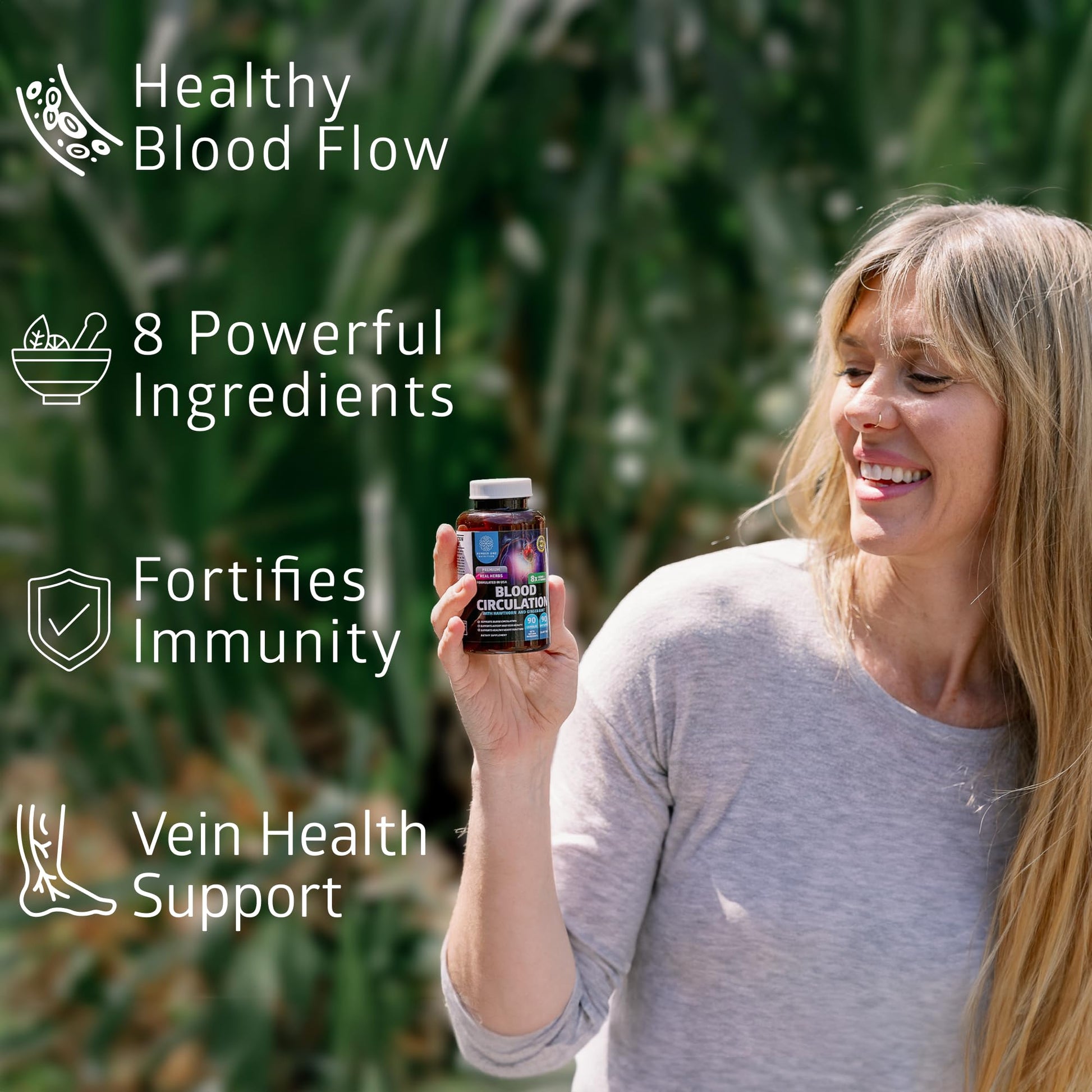 Number One Nutrition Premium Blood Circulation Supplement for Women and Men [8 Powerful Herbs & Vitamins] All Natural Blood Flow Supplement with Hawthorn, Butchers Broom and Cayenne Pepper, 90 Caps - dailyvitalstore