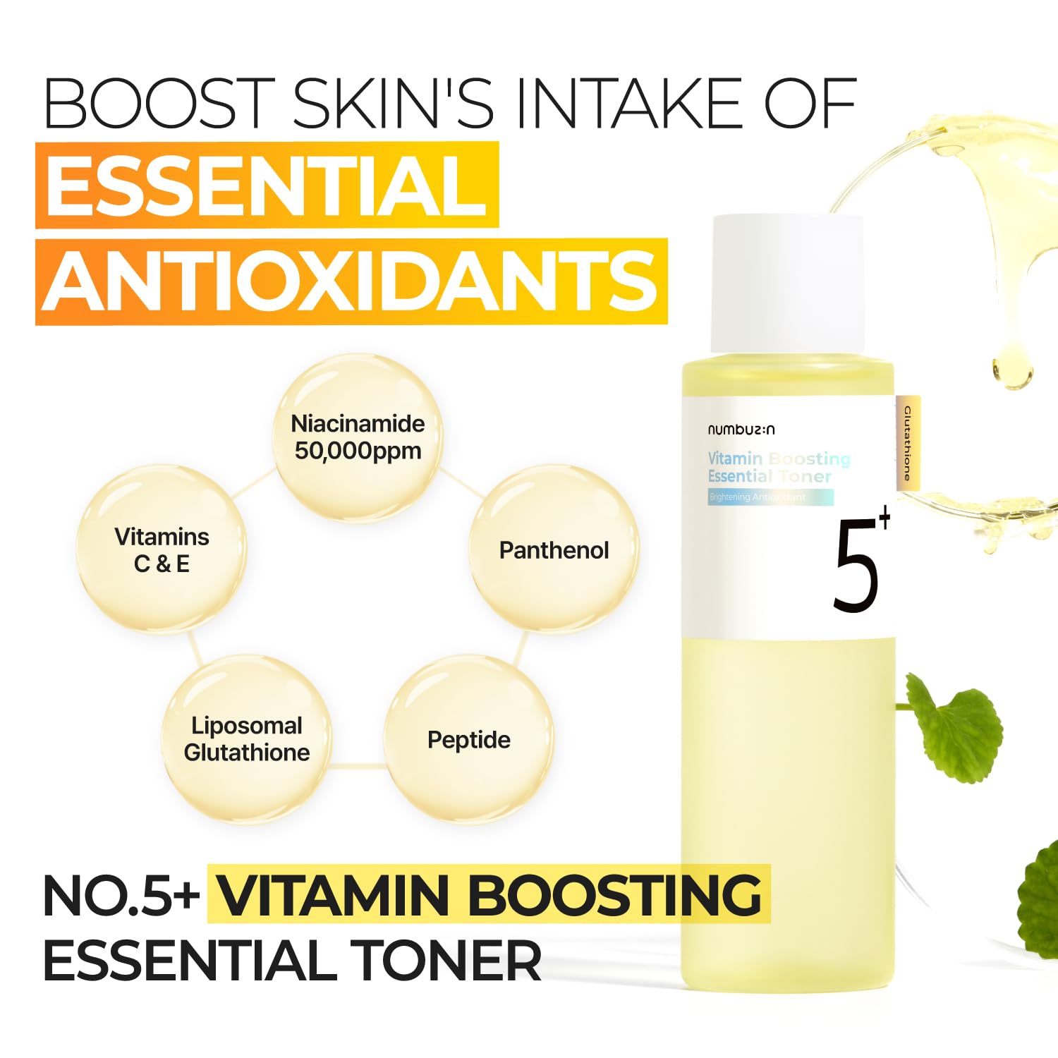 numbuzin No.5 Vitamin Boosting Essential Toner, Radiance-Boosting Vitamin Toner for Uneven & Dull Skin, Glutathione, Vitamin C, Niacinamide - dailyvitalstore