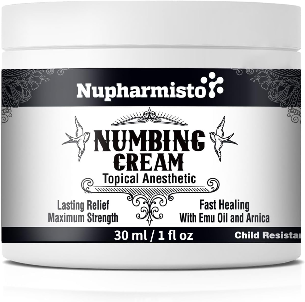 Nupharmisto Numbing Cream Maximum Strength : Long Lasting Numbing Cream with 5X Numbing - Emu Oil and Arnica 30 ml / 1 fl oz - dailyvitalstore