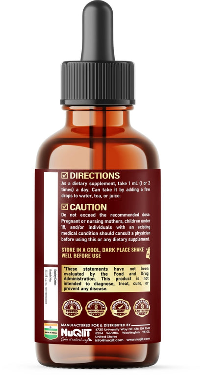 NUQIIT 17in1 Rhodiola Rosea Liquid Drops Tincture w/Ashwagandha Magnesium, L-Theanine. Ultra Rhodiola Cortisol Supplement, Rhodiola Root for Mood, Energy - 1 FL Oz - 60 Day Supply - dailyvitalstore