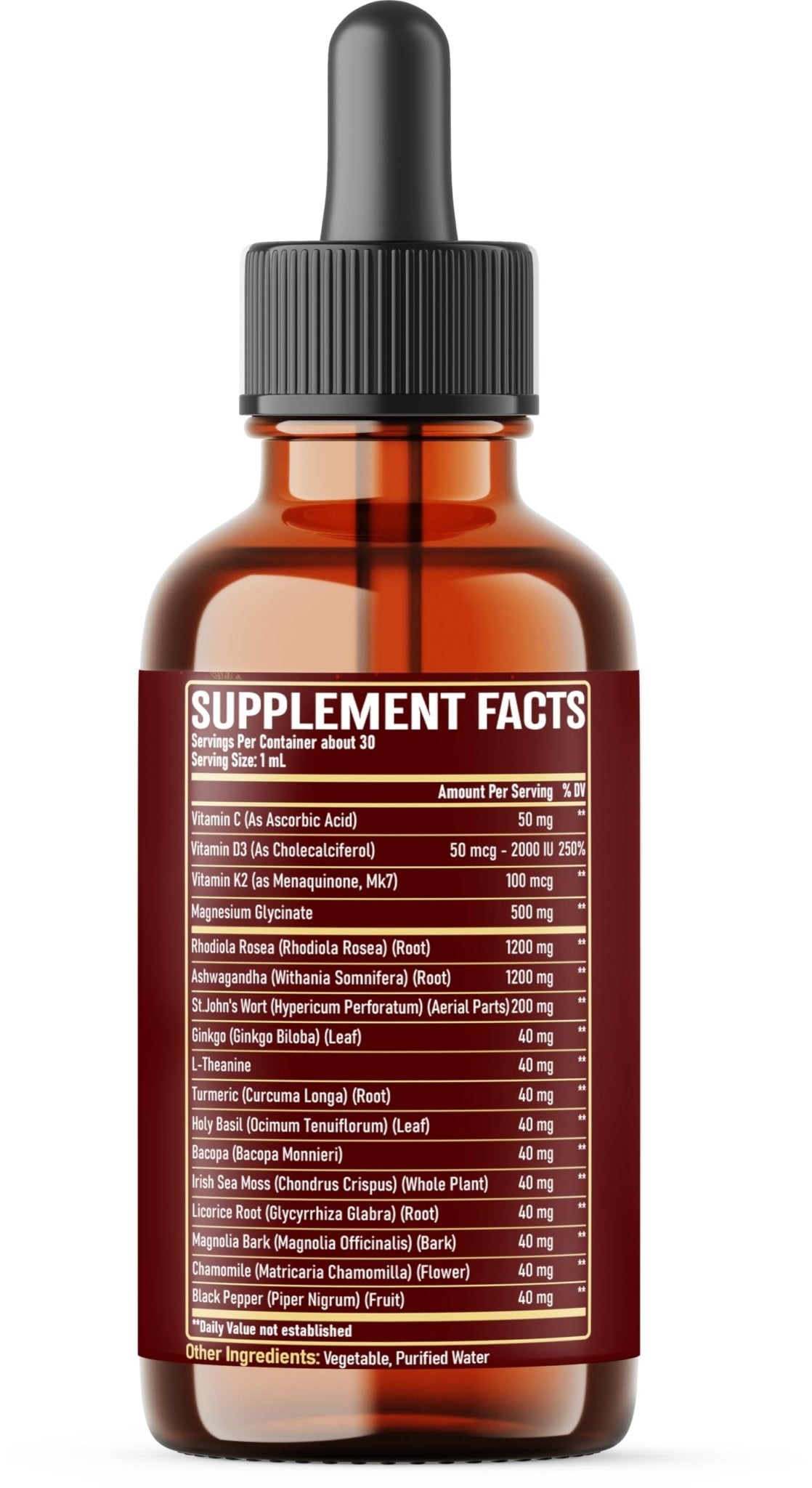 NUQIIT 17in1 Rhodiola Rosea Liquid Drops Tincture w/Ashwagandha Magnesium, L-Theanine. Ultra Rhodiola Cortisol Supplement, Rhodiola Root for Mood, Energy - 1 FL Oz - 60 Day Supply - dailyvitalstore