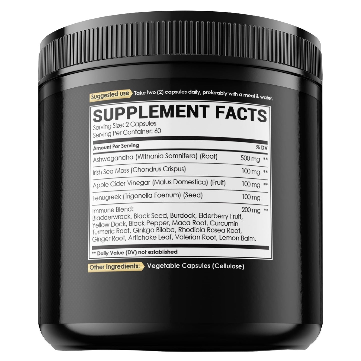 NUQIIT Organic Ashwangdha Capsules 15000mg Irish Sea Moss Apple Cider Vinegar & More - Support Brain Health, Strength & Immune System - 120 Vegan Capsules - dailyvitalstore