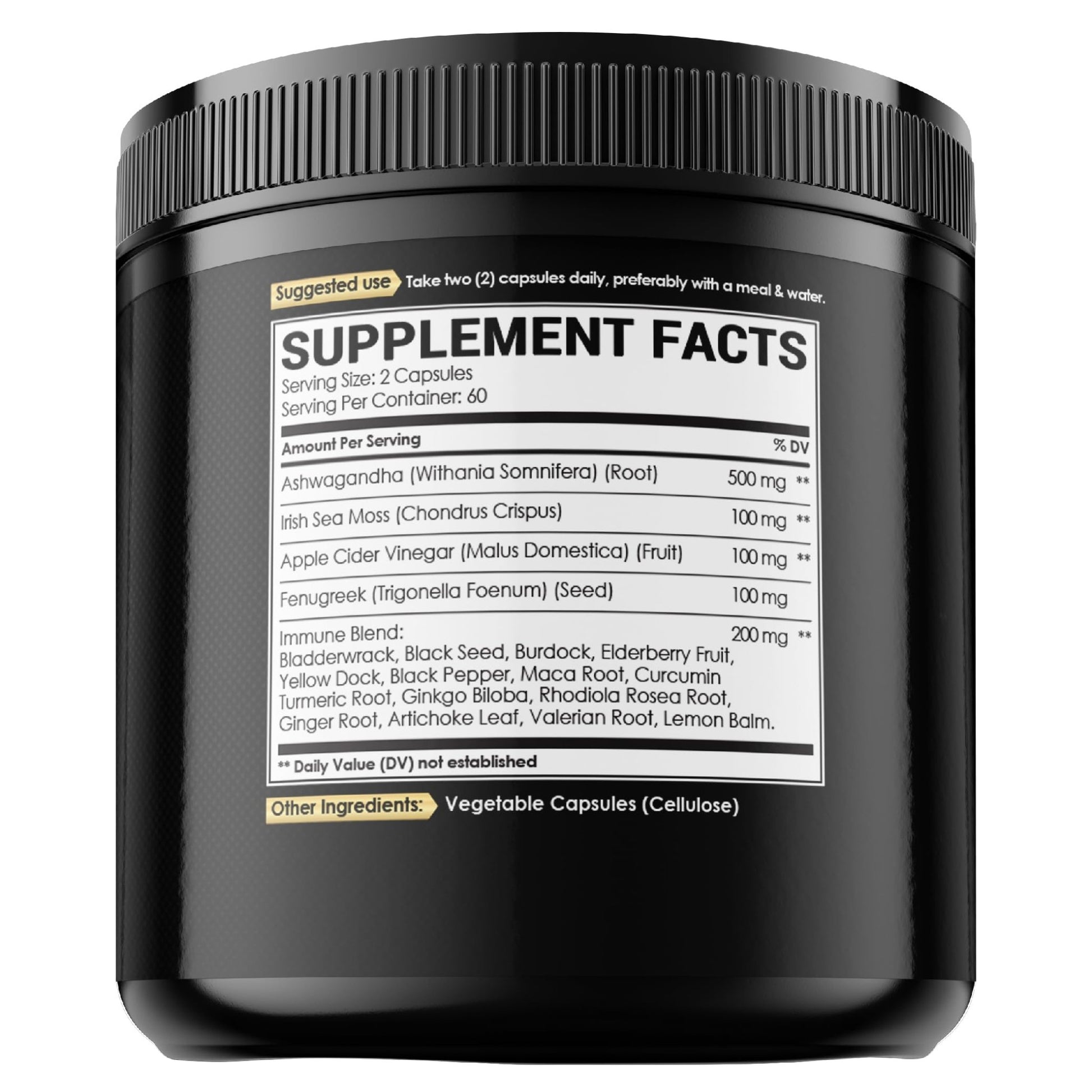 NUQIIT Organic Ashwangdha Capsules 15000mg Irish Sea Moss Apple Cider Vinegar & More - Support Brain Health, Strength & Immune System - 120 Vegan Capsules - dailyvitalstore