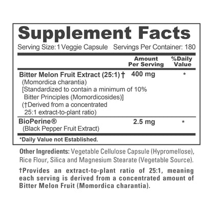 NusaPure Bitter Melon, 400 mg, 180 Veg Caps (Non-GMO, Vegan) - dailyvitalstore