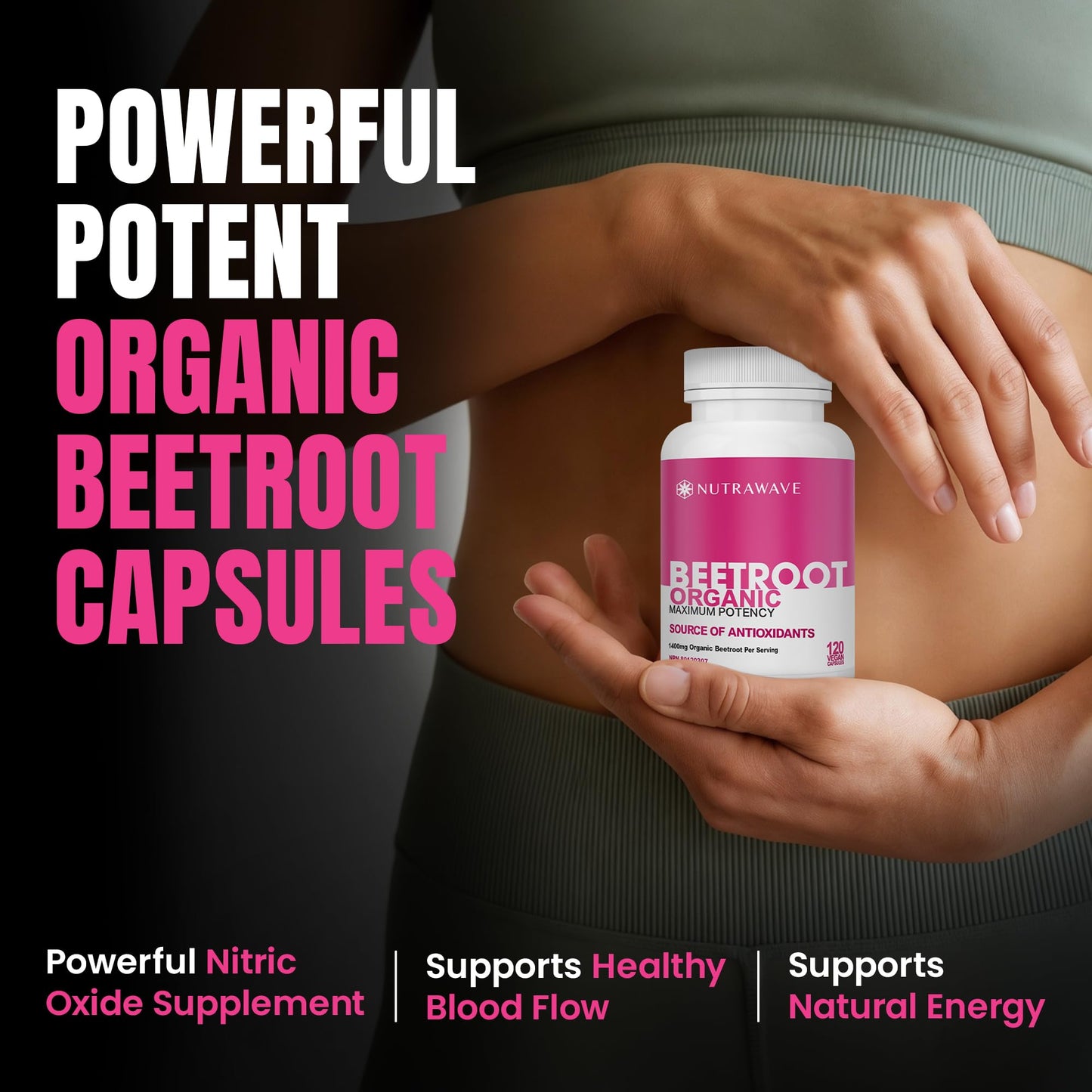 Nutra Wave 1400mg Organic Beet Root Capsules Per Serving – Nitric Oxide Booster for Men – Supports Blood Pressure, Energy, Circulation & Heart Health – Non-GMO, Vegan – 120 Capsules / 60 Day Supply - dailyvitalstore