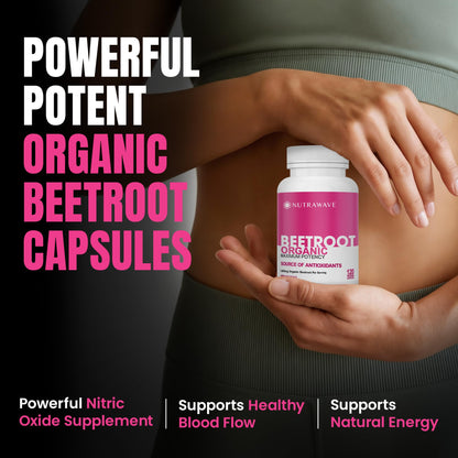 Nutra Wave 1400mg Organic Beet Root Capsules Per Serving – Nitric Oxide Booster for Men – Supports Blood Pressure, Energy, Circulation & Heart Health – Non-GMO, Vegan – 120 Capsules / 60 Day Supply - dailyvitalstore