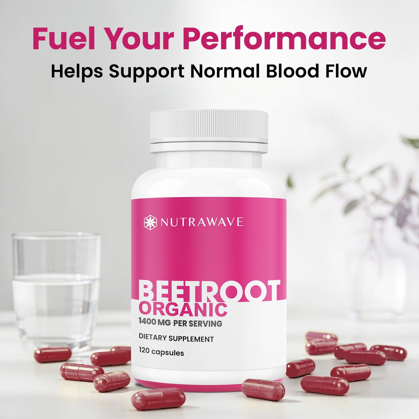 Nutra Wave 1400mg Organic Beet Root Capsules Per Serving – Nitric Oxide Booster for Men – Supports Blood Pressure, Energy, Circulation & Heart Health – Non-GMO, Vegan – 120 Capsules / 60 Day Supply - dailyvitalstore