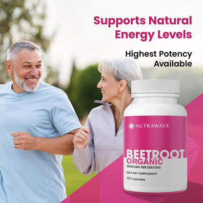 Nutra Wave 1400mg Organic Beet Root Capsules Per Serving – Nitric Oxide Booster for Men – Supports Blood Pressure, Energy, Circulation & Heart Health – Non-GMO, Vegan – 120 Capsules / 60 Day Supply - dailyvitalstore
