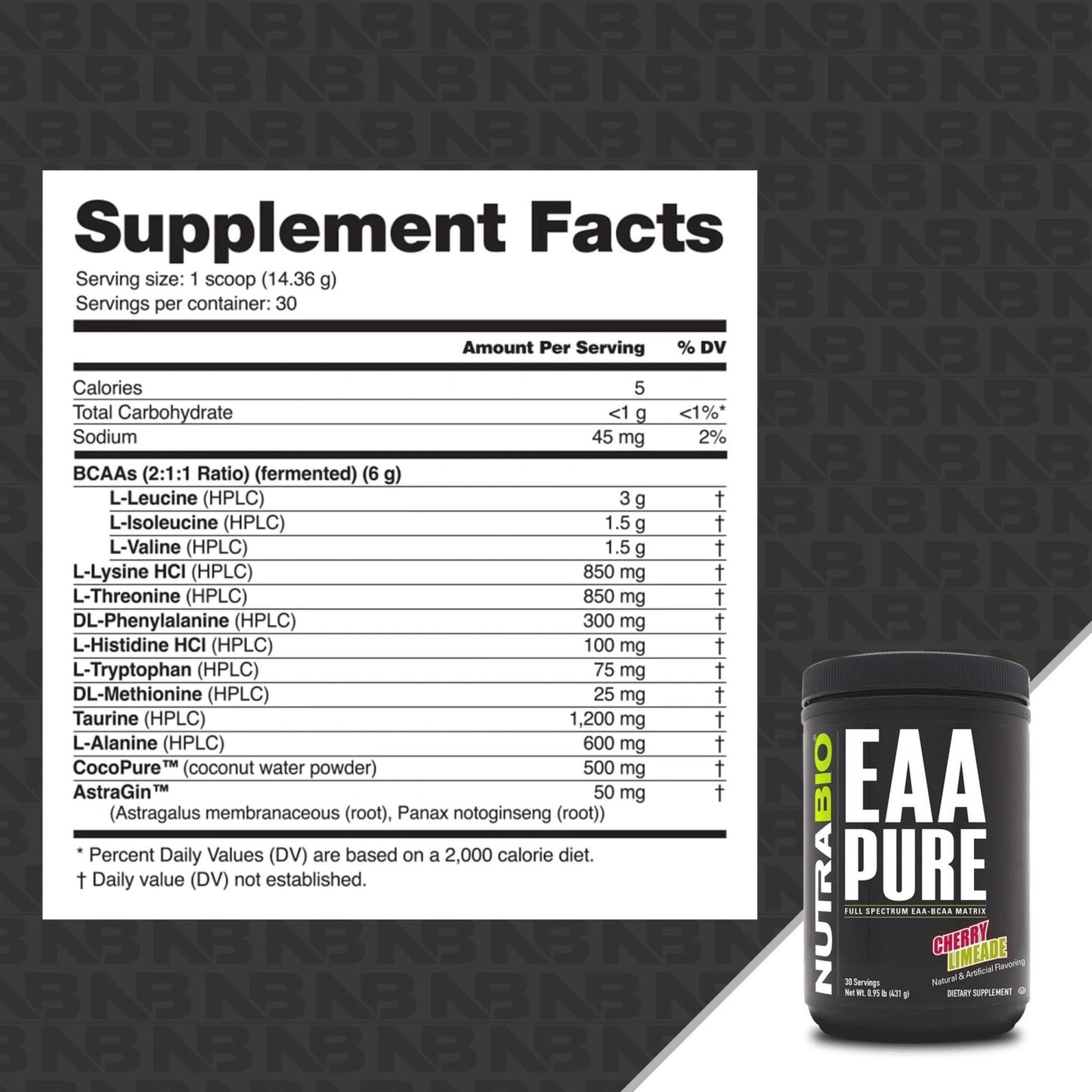 NutraBio – EAA Pure – 9 Amino Acids – Muscle Repair and Recovery, 30 Servings, Cherry Limeade – Pre or Post Workout – All Day Recovery - dailyvitalstore