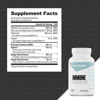 NutraBio Immune Support Supplement with EpiCor - 90 Vegetable Capsules - dailyvitalstore
