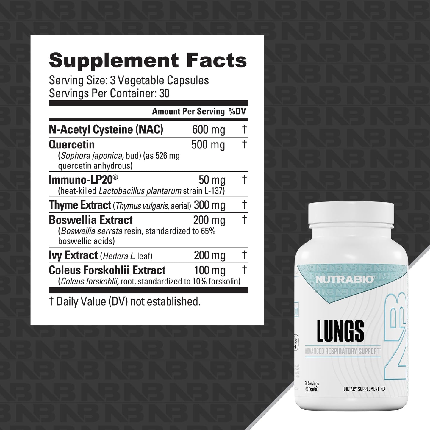 NutraBio Lungs Supplement - Blend of Immuno-LP20 and Natural Extracts to Help Support Respiratory & Immune Health - 90 Capsules - dailyvitalstore