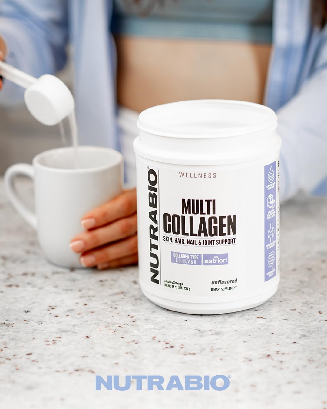 NutraBio Multi Collagen Powder - Hydrolyzed Collagen Peptides for Glowing Hair & Skin - Grass-Fed - Collagen Powder for Women and Men - 40 Servings- Unflavored - dailyvitalstore