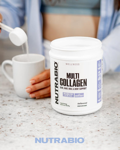 NutraBio Multi Collagen Powder - Hydrolyzed Collagen Peptides for Glowing Hair & Skin - Grass-Fed - Collagen Powder for Women and Men - 40 Servings- Unflavored - dailyvitalstore