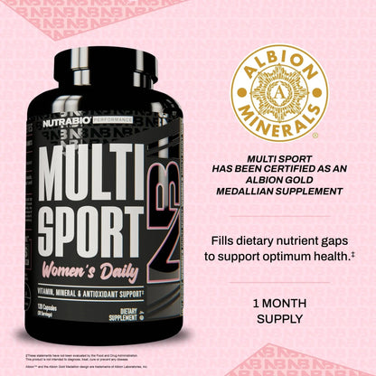 NutraBio Multisport for Women - Womens MultiVitamin - 33 Vitamins, Minerals, Micronutrients - Rich in Antioxidants - dailyvitalstore