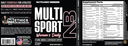 NutraBio Multisport for Women - Womens MultiVitamin - 33 Vitamins, Minerals, Micronutrients - Rich in Antioxidants - dailyvitalstore