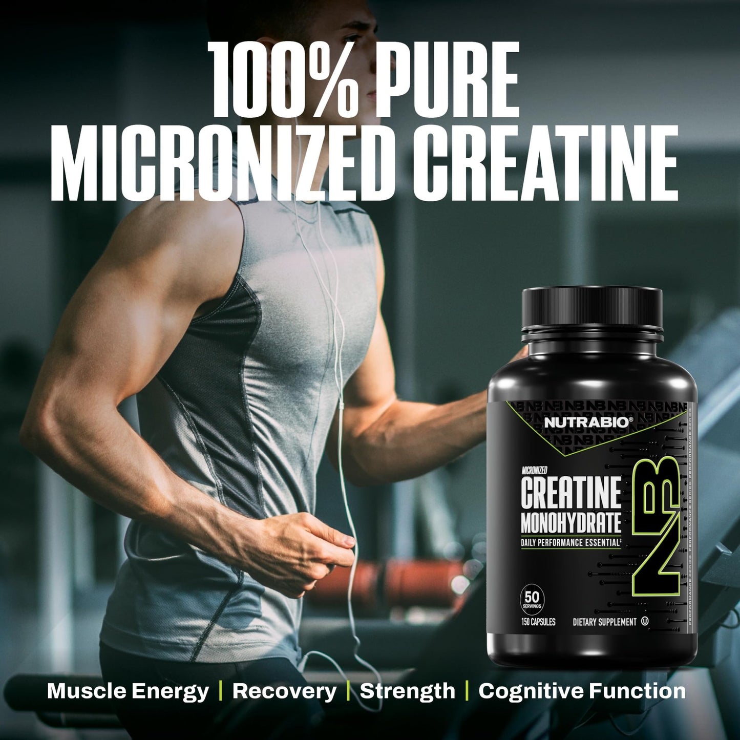 NutraBio Pure Micronized Creatine Monohydrate Capsules, Creatine Pills, Supports Bulk Muscle Energy, Recovery, and Strength - Keto Friendly, Kosher - dailyvitalstore