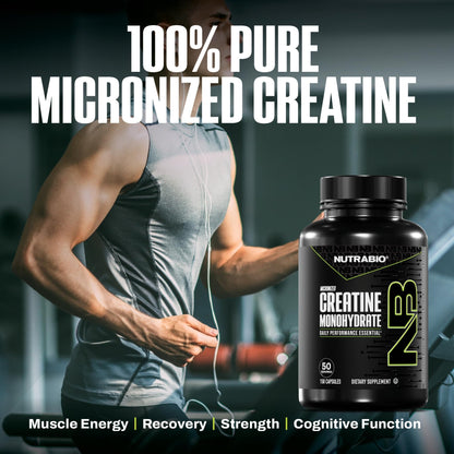 NutraBio Pure Micronized Creatine Monohydrate Capsules, Creatine Pills, Supports Bulk Muscle Energy, Recovery, and Strength - Keto Friendly, Kosher - dailyvitalstore