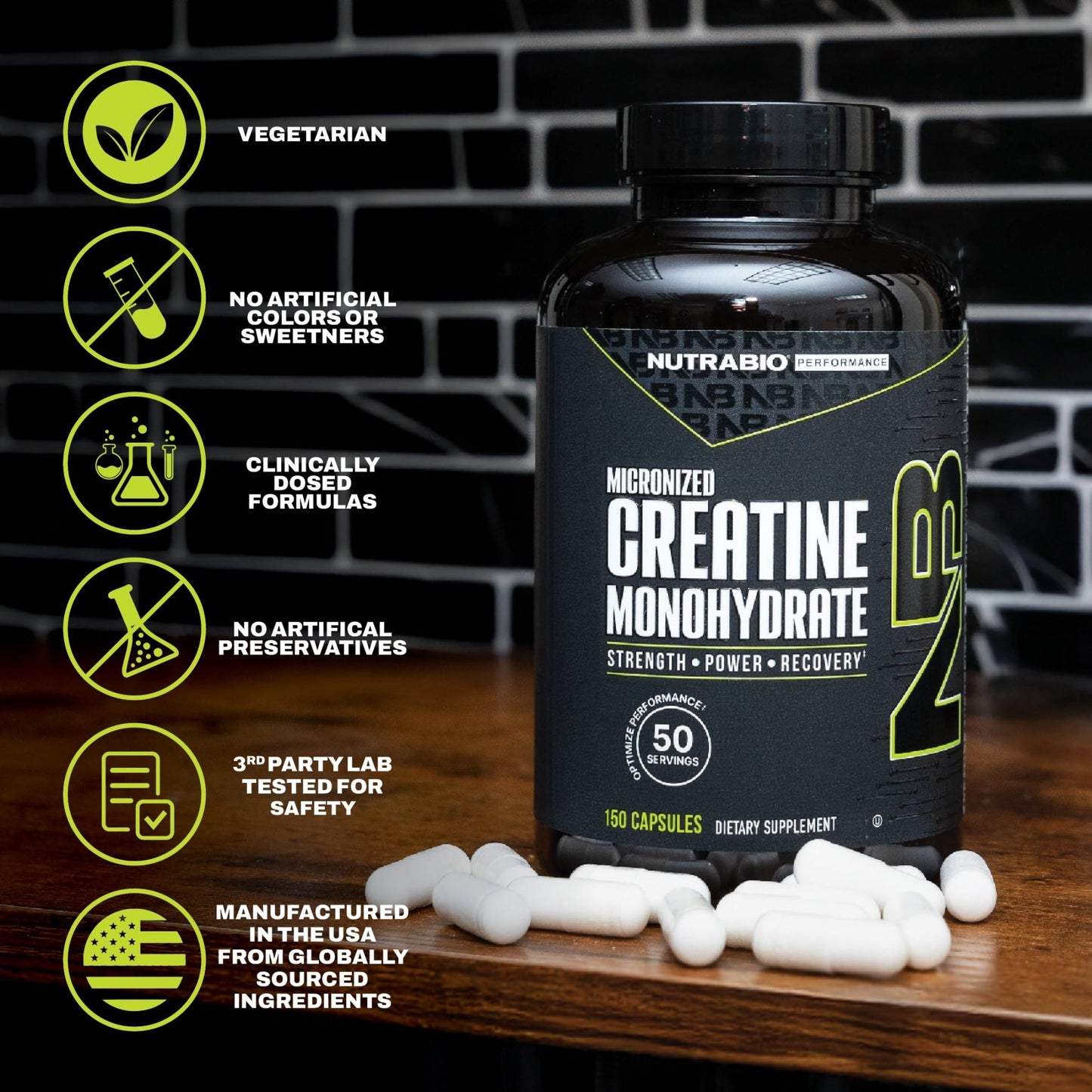 NutraBio Pure Micronized Creatine Monohydrate Capsules, Creatine Pills, Supports Bulk Muscle Energy, Recovery, and Strength - Keto Friendly, Kosher - dailyvitalstore