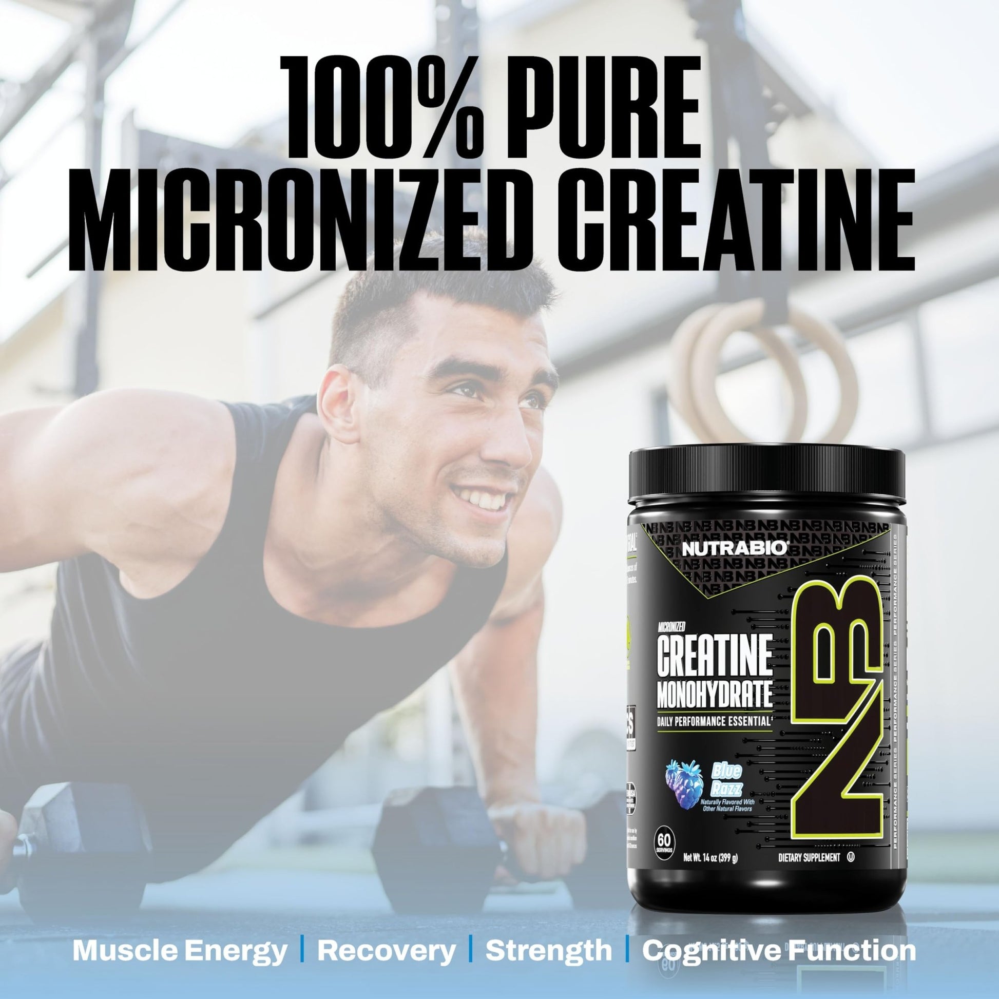 NutraBio Pure Micronized Creatine Monohydrate Powder Supplement, Blue Razz (300 g) - Supports Bulk Muscle Energy, Recovery, and Strength - HPLC Tested Creatine Powder Supplement for Men and Women - dailyvitalstore